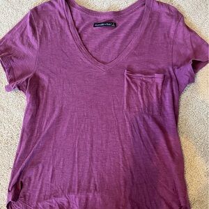 Abercrombie & Fitch Magenta Relaxed Short Sleeve Tee